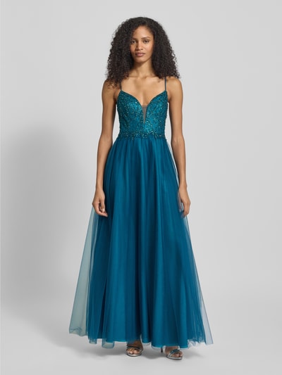 Jake*s Cocktail Abendkleid mit Ziersteinbesatz Petrol 4