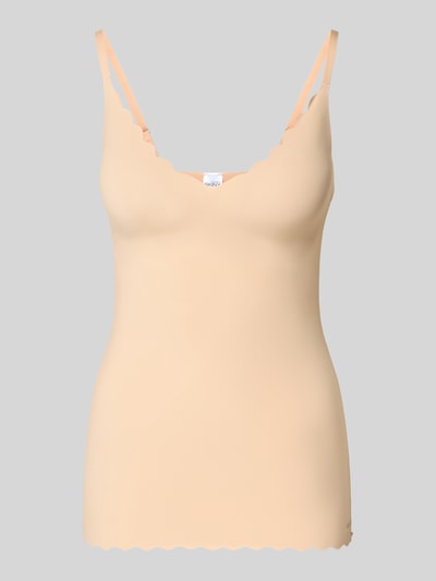 Produktfoto, Unterhemd mit herausnehmbaren Pads von Skiny in Beige, körpernahe Passform, Stretch, Wellensaum, verstellbare Träger, glatte Textur