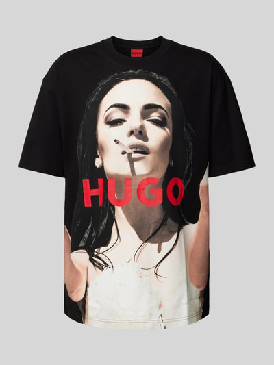 HUGO T-Shirt mit Label-Print Modell 'DUWEDIE' Black 2