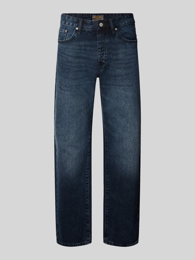 Produktfoto, dunkelblaue Straight Fit Jeans aus reiner Baumwolle Modell 'EDGE' von ONLY, Herren Wide & Loose Fit Jeans von ONLY & SONS, strukturierte Denim-Oberfläche.