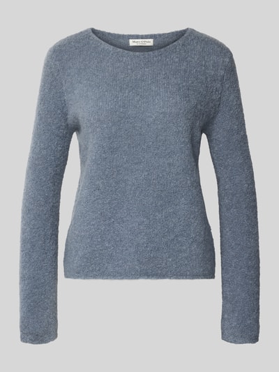 Marc O'Polo Regular fit gebreide pullover van scheerwolmix met alpaca Rookblauw - 2