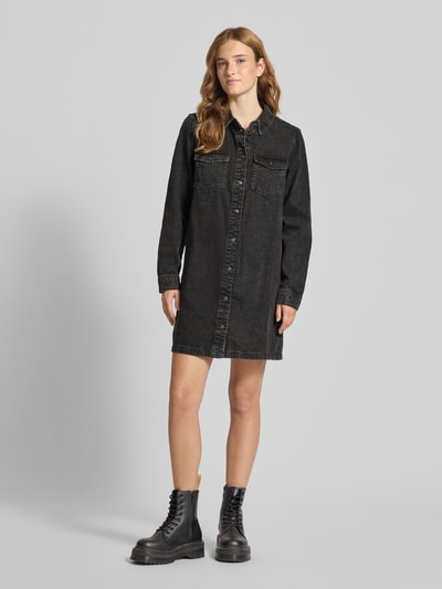 Noisy May Sukienka jeansowa z wykładanym kołnierzem model ‘NEW SIGNE’ Czarny 1