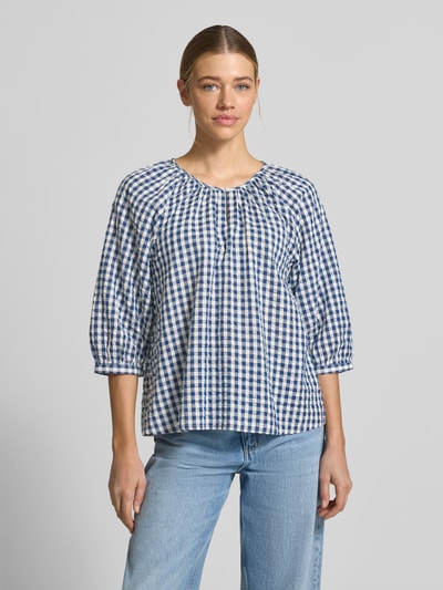 s.Oliver RED LABEL Loose fit 3/4-mouw blouse van puur katoen Marineblauw - 4
