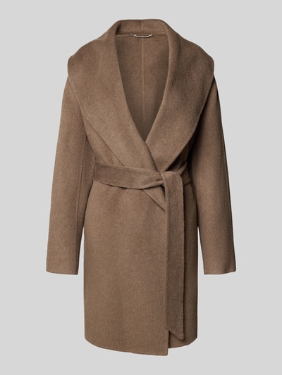 BOSS Regular fit lange wollen jas met sjaalkraag, model 'CARIBY' Roodbruin gemêleerd - 2