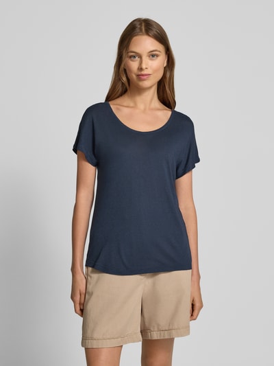 Marc O'Polo Relaxed fit T-shirt van een mix van katoen en viscose Marineblauw - 4