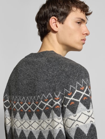 Pepe Jeans Relaxed fit gebreide pullover met wol, model 'PRESLEY' Donkergrijs - 3