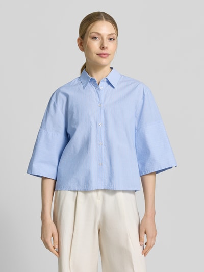 Emily Van den Bergh Boxy Fit Bluse aus Baumwolle mit Knopfleiste Bleu 4