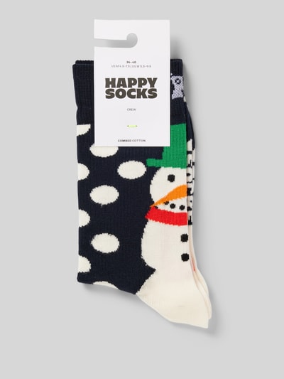 Happy Socks Socken mit Label-Stitching Modell 'Jumbo Snowman' Marine 3