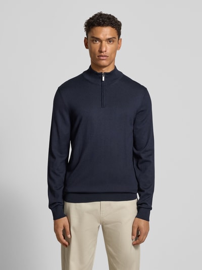 HECHTER PARIS Gebreide pulllover met opstaande kraag en ritssluiting Marineblauw - 4