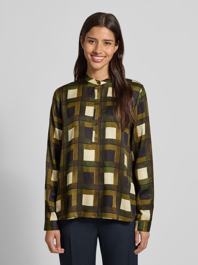 0039 Italy Overhemdblouse van viscose met maokraag, model 'JANE' Kaki - 4