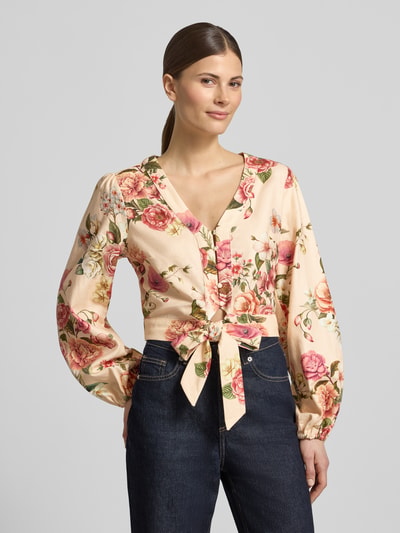 GUESS Cropped Bluse aus Leinen-Viskose-Mix Modell 'SHIRLEY' Rosa 4