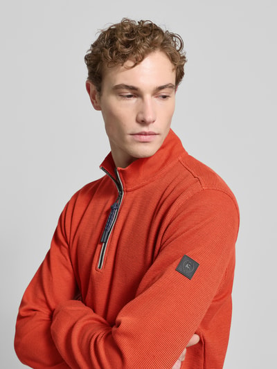 LERROS Regular Fit Troyer mit Stehkragen und Reißverschluss Dunkelorange 3