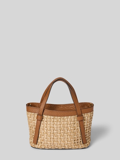 Productfoto, Handtasche met draagbanden en schouderband model 'COSMO' van Abro, hoofdvak met ritssluiting, labeldetail, breedte 23 cm, lengte 15 cm, diepte 10 cm, bandlengte schouderband 126 cm, dames, natuurlijke beige tinten, bruin kunstleren accenten, gevlochten textuur