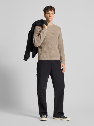 Only & Sons Regular fit gebreide pullover van katoenmix met wol, model 'LITUS' Beige - 1