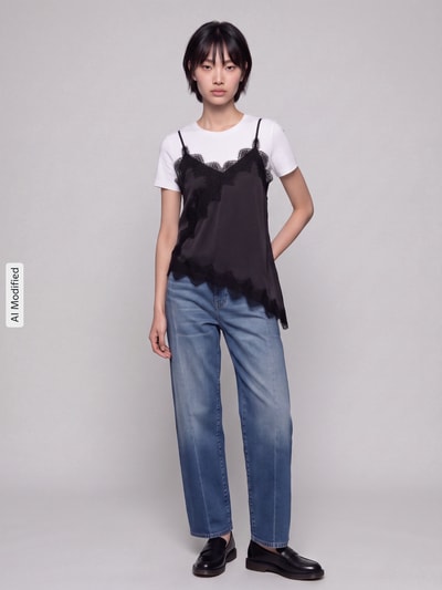 PIECES Blusentop mit asymmetrischem Saum Black 1