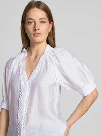 Copenhagen Muse Regular fit blouse met V-hals en gehaakt kant Offwhite - 3