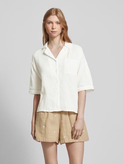 Only Bluzka koszulowa krótka z fakturowanym wzorem model ‘LTHYRA’ Złamany biały 4