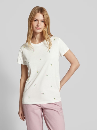 Jake*s Casual T-Shirt mit Allover-Muster Offwhite 4