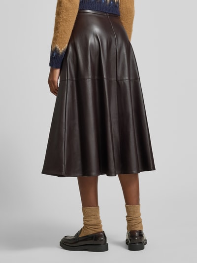 Oui Midirock in Leder-Optik mit Reißverschluss Dunkelbraun 5