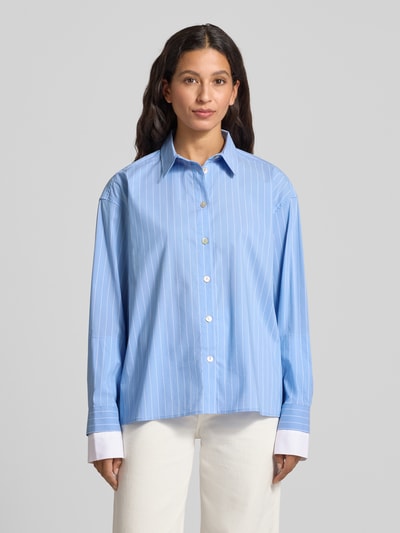Stefanel Hemdbluse mit Knopfleiste Hellblau Melange 4