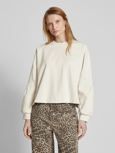 Marc Cain Sweatshirt met ribboorden Zand - 4