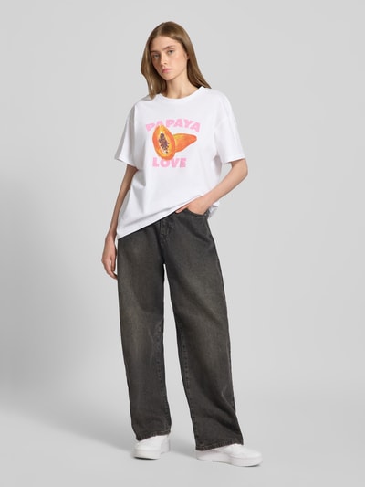 Pieces T-shirt o kroju comfort fit z czystej bawełny model ‘THEA’ Biały 1