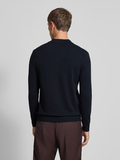 Profuomo Slim fit poloshirt met V-hals Marineblauw - 5