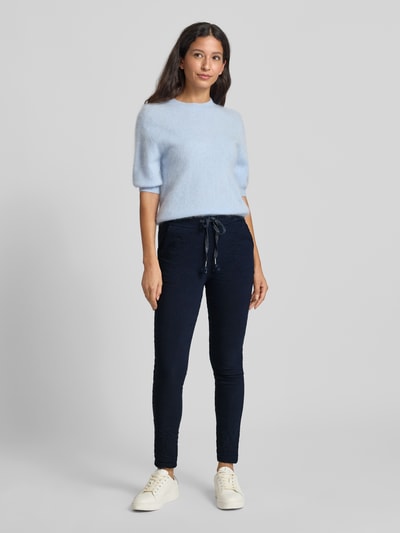 ZABAIONE Spodnie materiałowe o kroju skinny fit z tunelem Granatowy 1