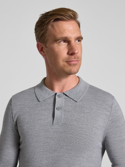 Christian Berg Men Slim fit gebreide pullover van wolmix Lichtgrijs gemêleerd - 3