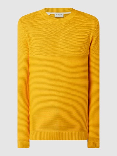 SELECTED HOMME Sweter z bawełny ekologicznej model ‘Conrad’ Żółty 2