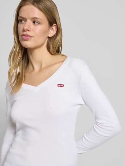 Levi's® Shirt met lange mouwen en labelstitching en V-hals Wit - 3