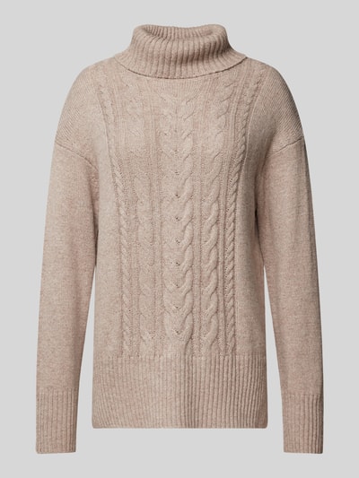 Tom Tailor Rollkragenpullover mit Zopfmuster Beige Melange 2