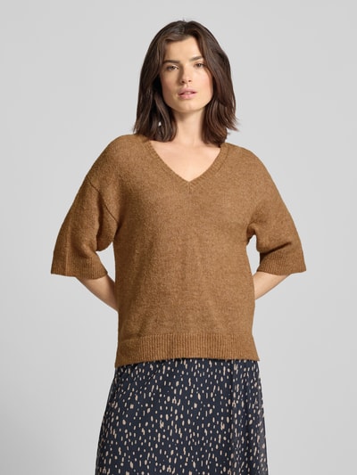 Smith and Soul Gebreid shirt van wolmix met V-hals Beige - 4