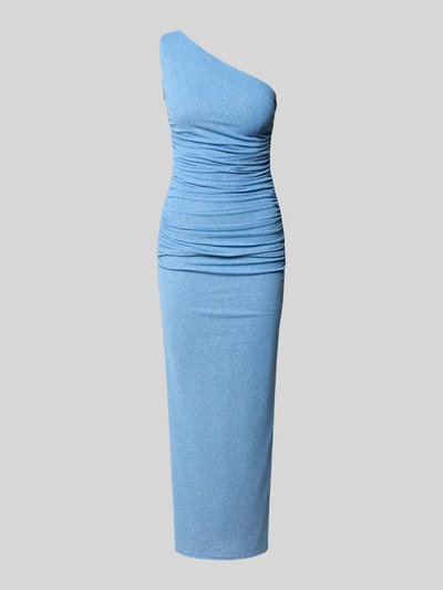 Produktfoto, Midikleid mit Seitenschlitz von TROYDEN COLLECTION in Hellblau, figurbetonter Schnitt, Drapierungen, One-Shoulder-Look, glatte Textur