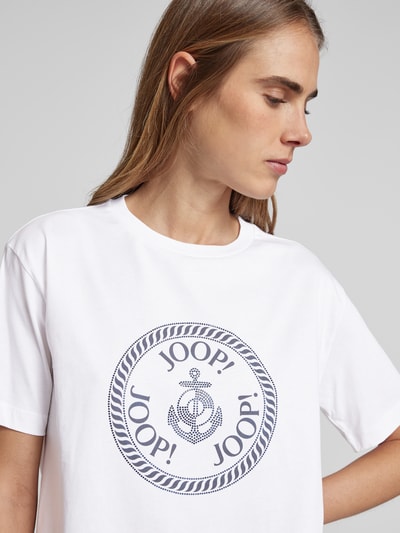 JOOP! T-Shirt mit Strasssteinbesatz Modell 'Tonia' Weiss 3