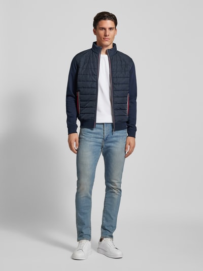 bugatti Sweatjacke mit Kontraststreifen Marine 1