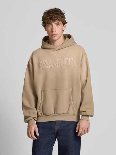 KARL KANI Regular fit hoodie met logostitching, model 'Retro' Middenbruin - 4