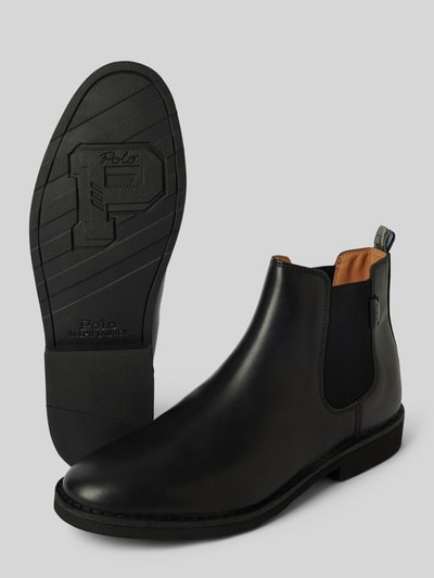 Polo Ralph Lauren Chelsea boots van leer met labeldetail, model 'TALAN' Zwart - 4