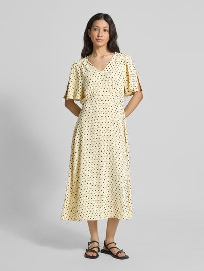 ICHI Midikleid mit V-Ausschnitt Modell 'ZABBY' Beige 4