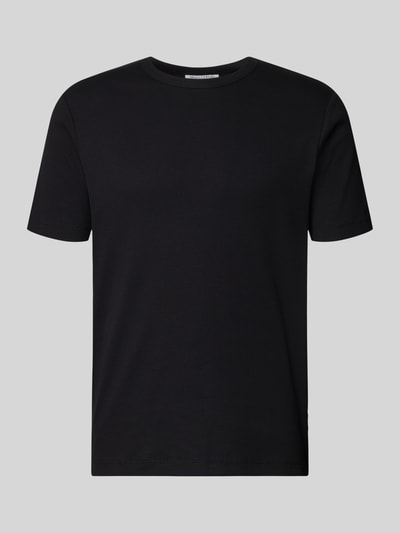 Produktfoto, Regular Fit T-Shirt aus Baumwoll-Mix von Marc O'Polo Denim in Schwarz, unifarben, Rundhals, kurzarm, Rippstruktur.