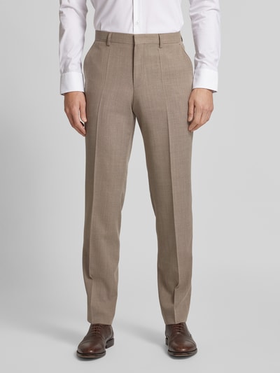 BOSS Regular fit pantalon met scheerwol, model 'Leon' Beige - 4