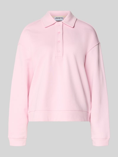 Produktfoto, Relaxed Fit Sweatshirt mit Polokragen van Jake*s Casual, lichtroze katoenmix, elastische boorden, dames sweatshirt