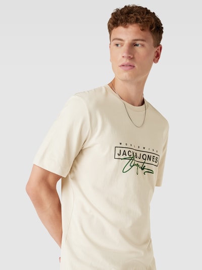 Jack & Jones T-shirt van katoen met labeldetail Beige - 3