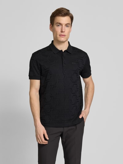 BOSS Green Regular Fit Poloshirt mit Strukturmuster Modell 'Paddy' Black 4