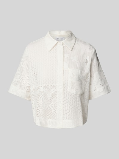 OH APRIL Bluzka o pudełkowym kroju z koronki szydełkowej model ‘Cempedak’ Złamany biały 2