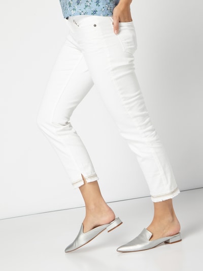 Cambio Cropped Slim Fit Jeans mit Zierketten Weiss 6