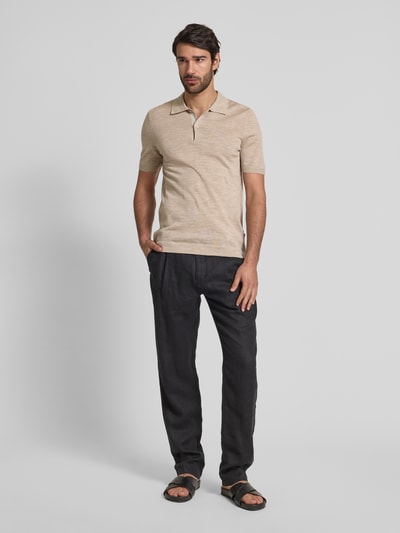 MAERZ Muenchen Regular fit poloshirt met ribboorden Zand - 1