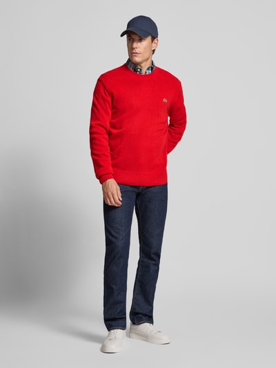 Lacoste Regular fit gebreide pullover van pure wol Rood - 1