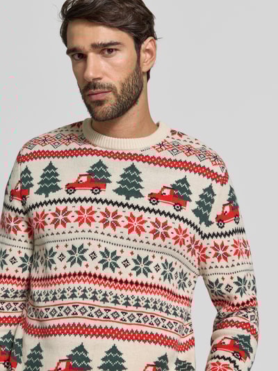 Montego Sweter z dzianiny z prążkowanymi wykończeniami Piaskowy 3