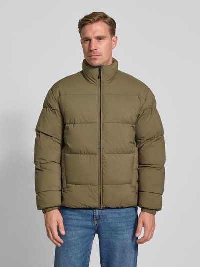 Tom Tailor Denim Regular fit gewatteerd jack met opstaande kraag Olijfgroen - 4